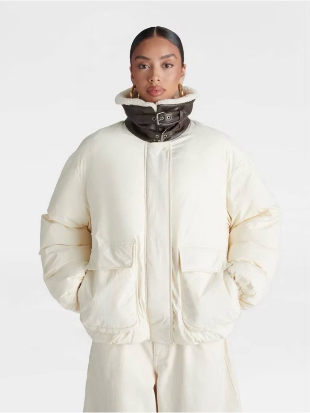 KBB by KAHLANA Cream The utility Puffer Jacket $55 weekend sale firm
